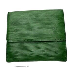 Authentic LOUIS VUITTON Portefeiulle Elise Green Epi Leather Trifold Wallet